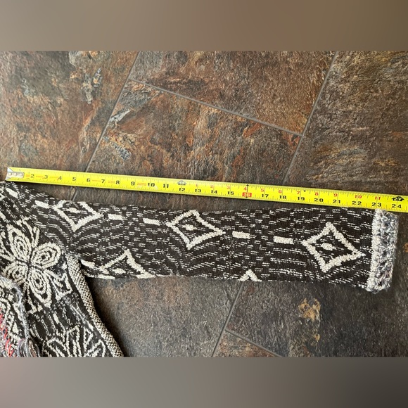 Free People Kai Brown boho hooded tassel floral open front cardigan duster.Small - Picture 12 of 16